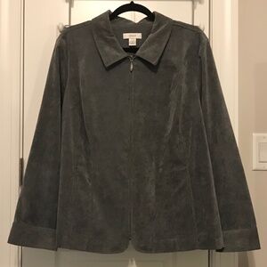 CJ Banks gray collared long-sleeve zippered corduroy blazer with pockets (2X)